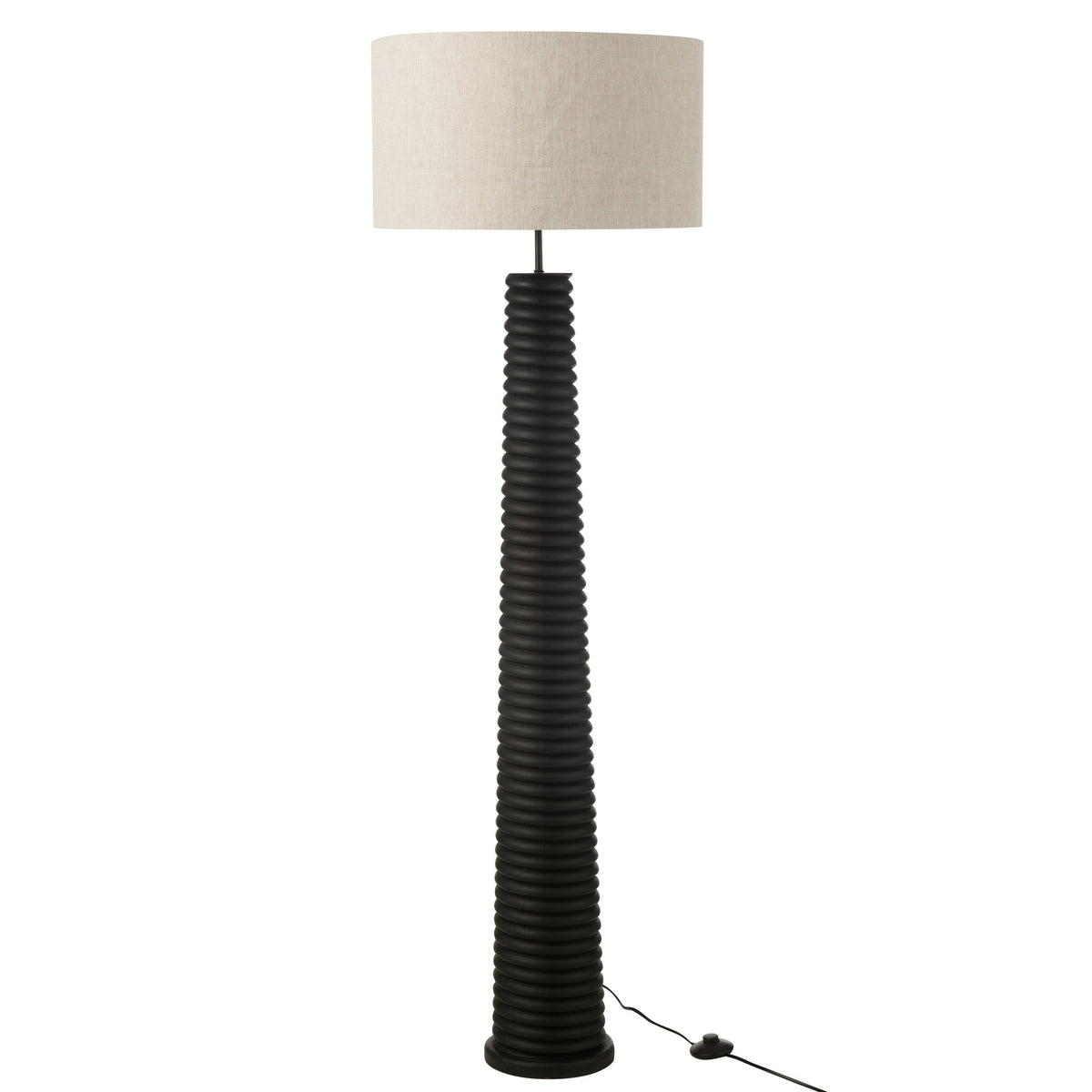 Lámpara de pie con rosca Ailanthus Madera Negro/Gris H160cm J-Line