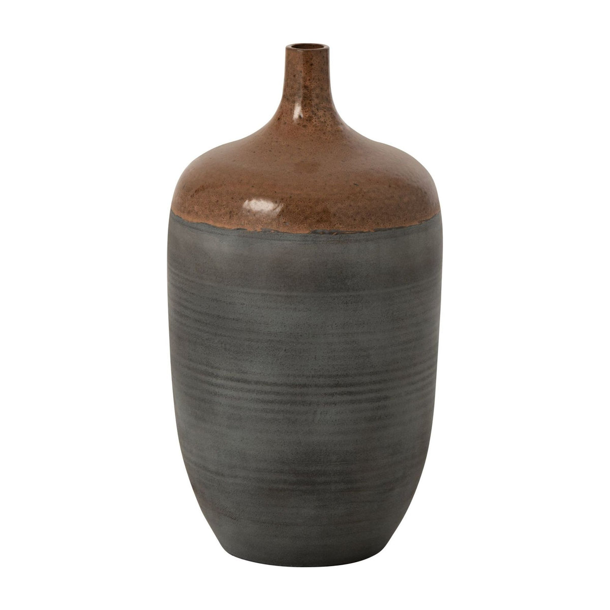 Jarrón de suelo Botella Cerámica Caramelo/Azul grisáceo Pequeño J-Line