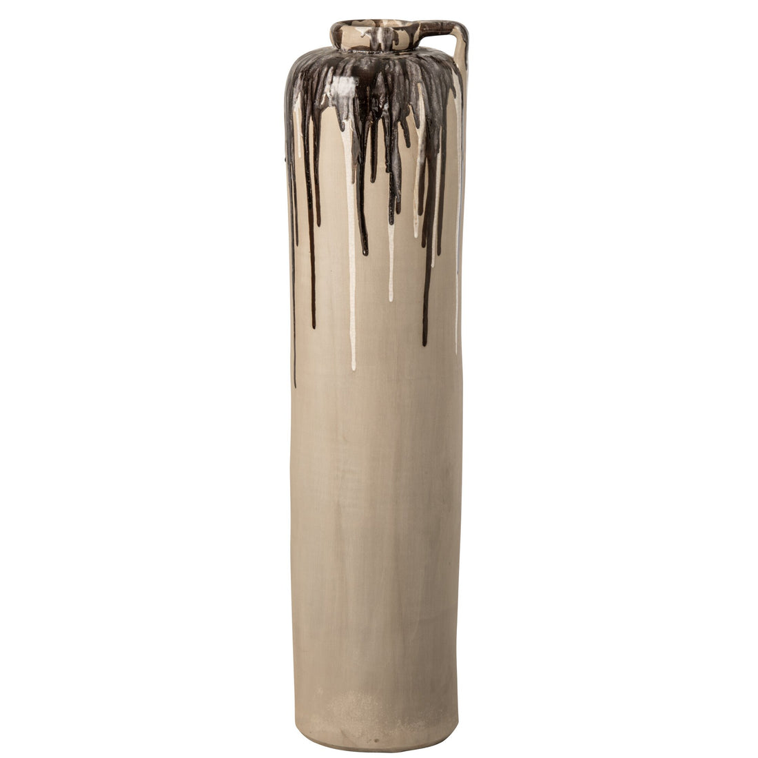 Jarrón de suelo de cerámica beige/marrón grande J-Line