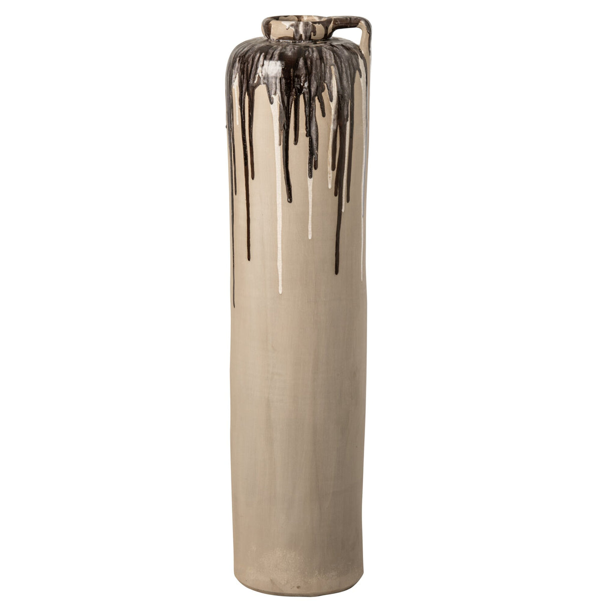 Jarrón de suelo de cerámica beige/marrón grande J-Line