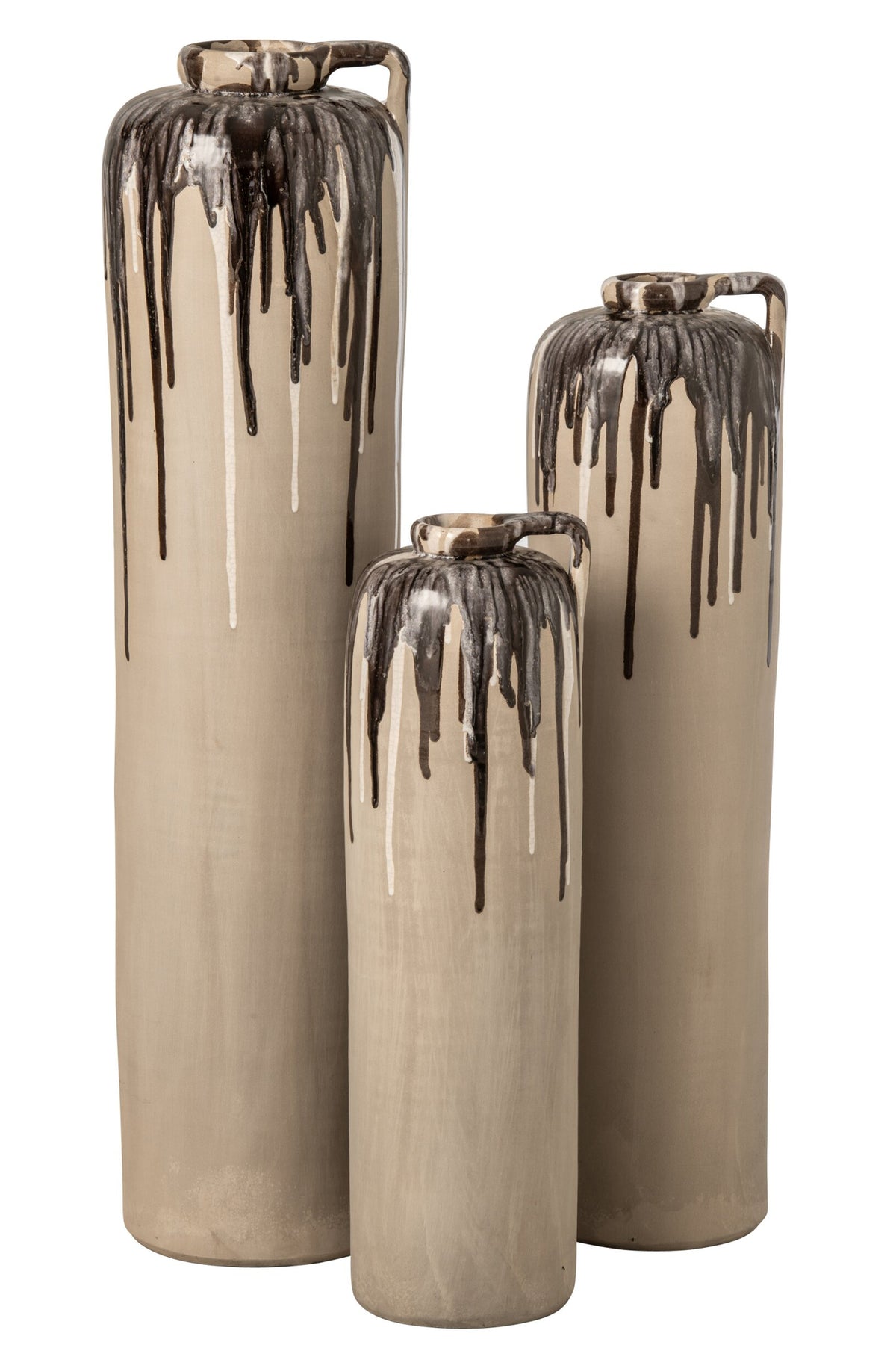Jarrón de suelo de cerámica beige/marrón grande J-Line