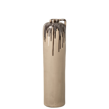 Jarrón de suelo de cerámica beige/marrón, tamaño mediano, J-Line