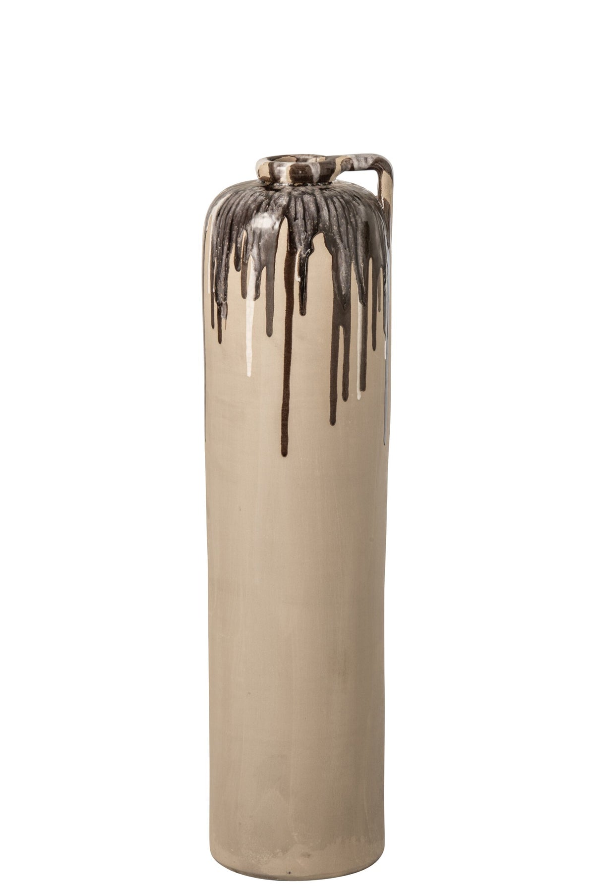 Jarrón de suelo de cerámica beige/marrón, tamaño mediano, J-Line