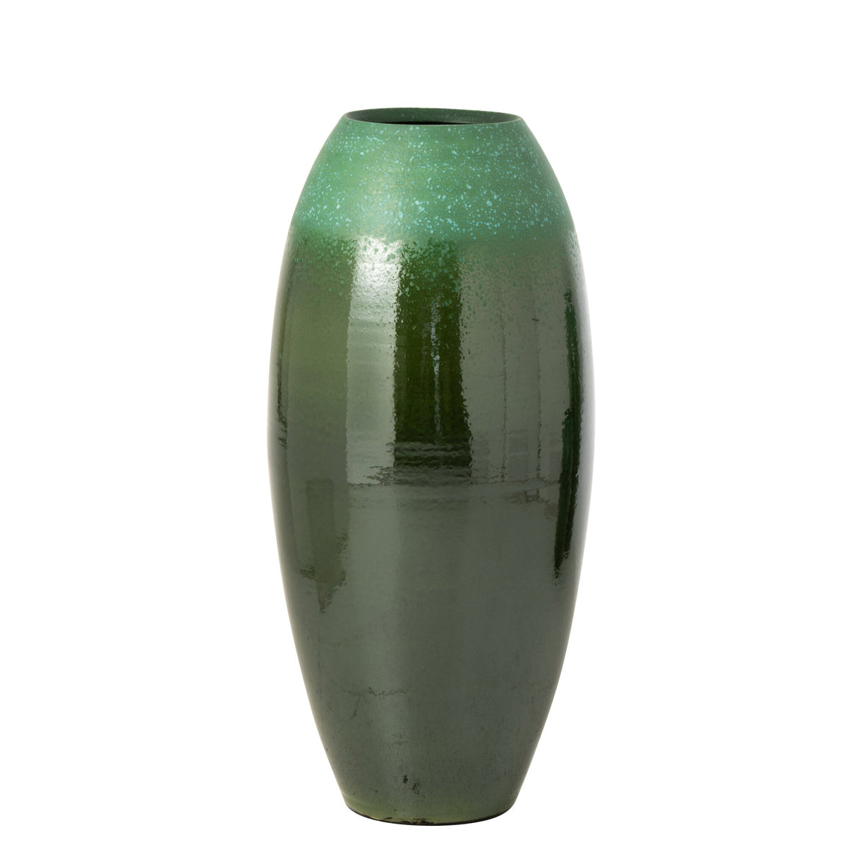 Jarrón de suelo de cerámica verde oscuro/turquesa grande J-Line