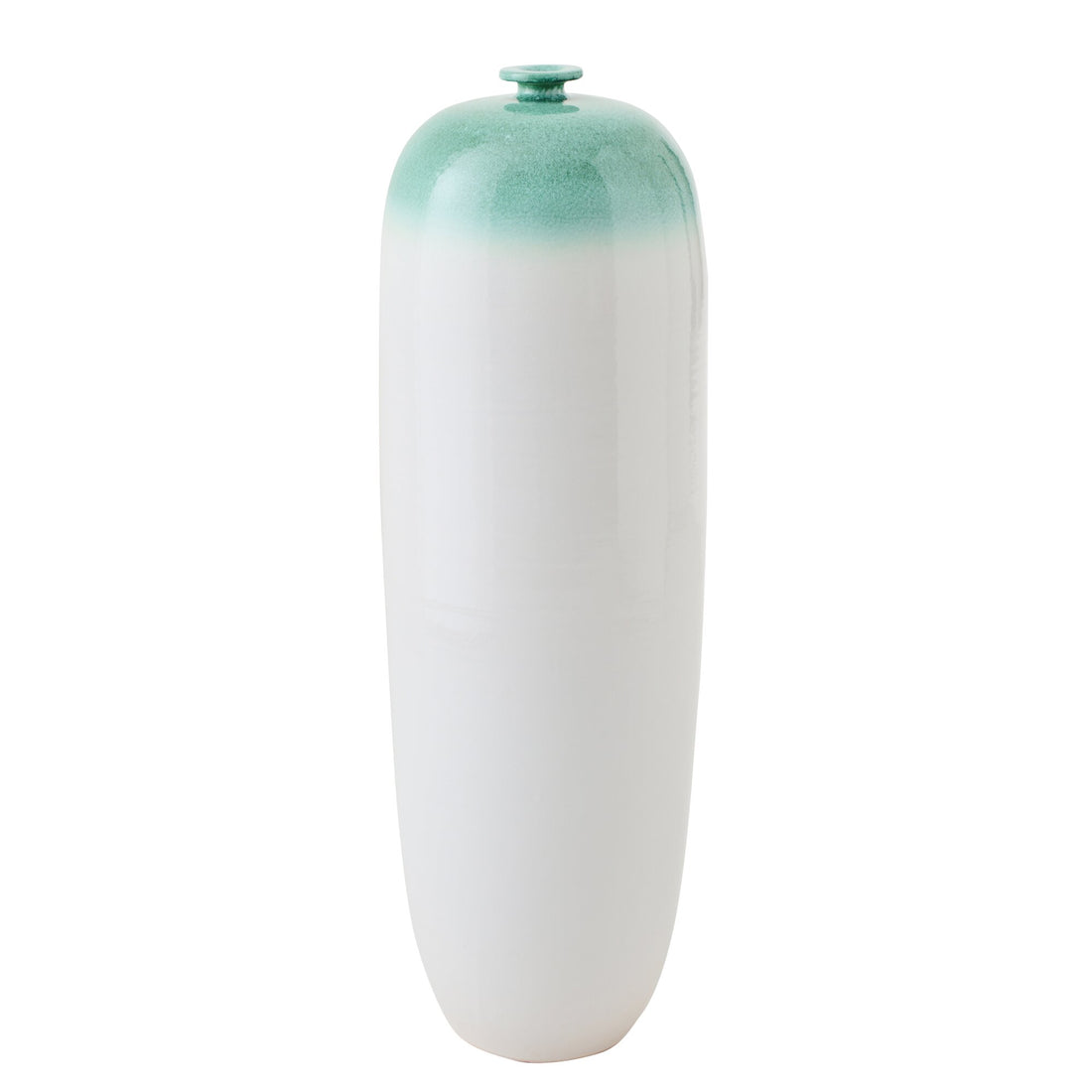Jarrón de suelo de cerámica verde menta/blanco grande J-Line