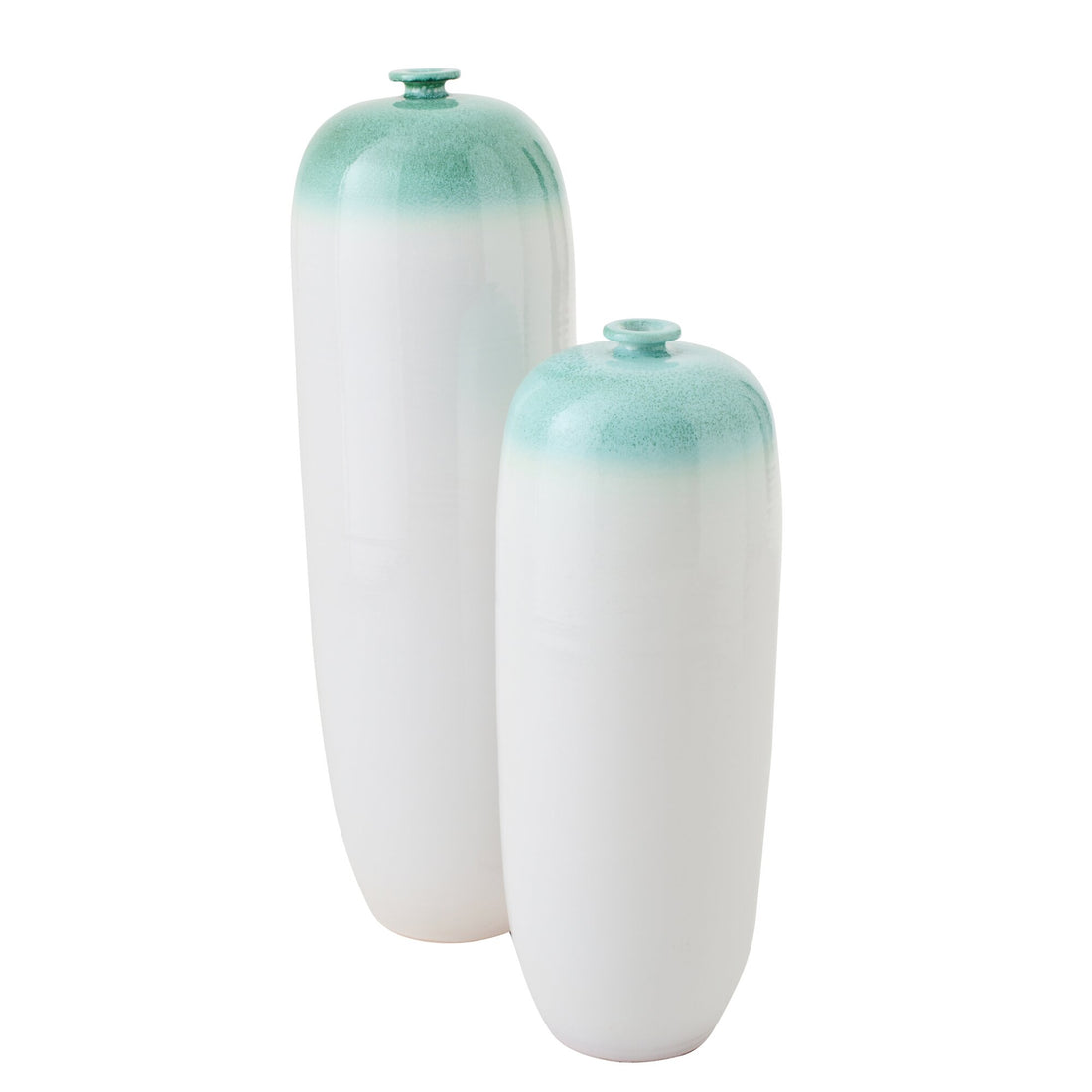 Jarrón de suelo de cerámica verde menta/blanco grande J-Line
