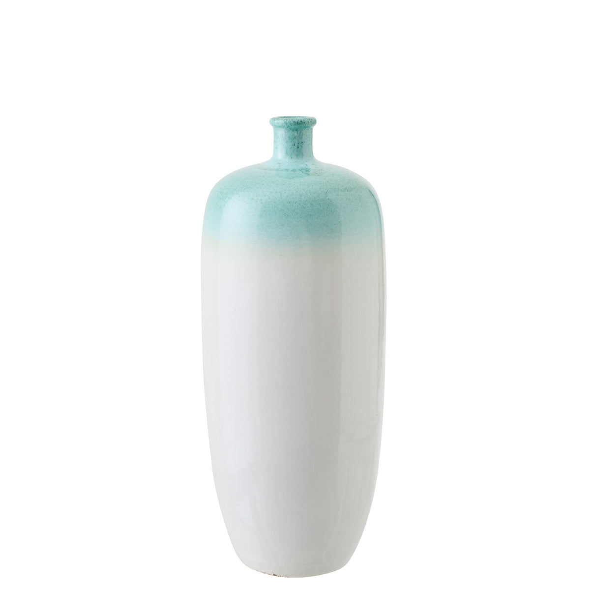 Jarrón de suelo de cerámica verde menta/blanco, pequeño J-Line