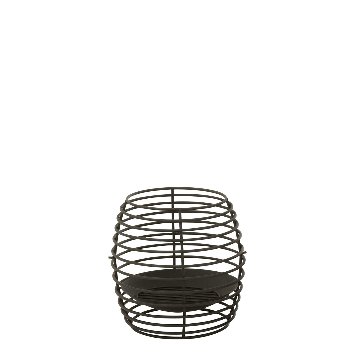 Vuurkorf Rond Ringen Metaal Zwart Small Dia40xH40cm J-Line - Buitenhaard - J-Line - livinglovely.nl
