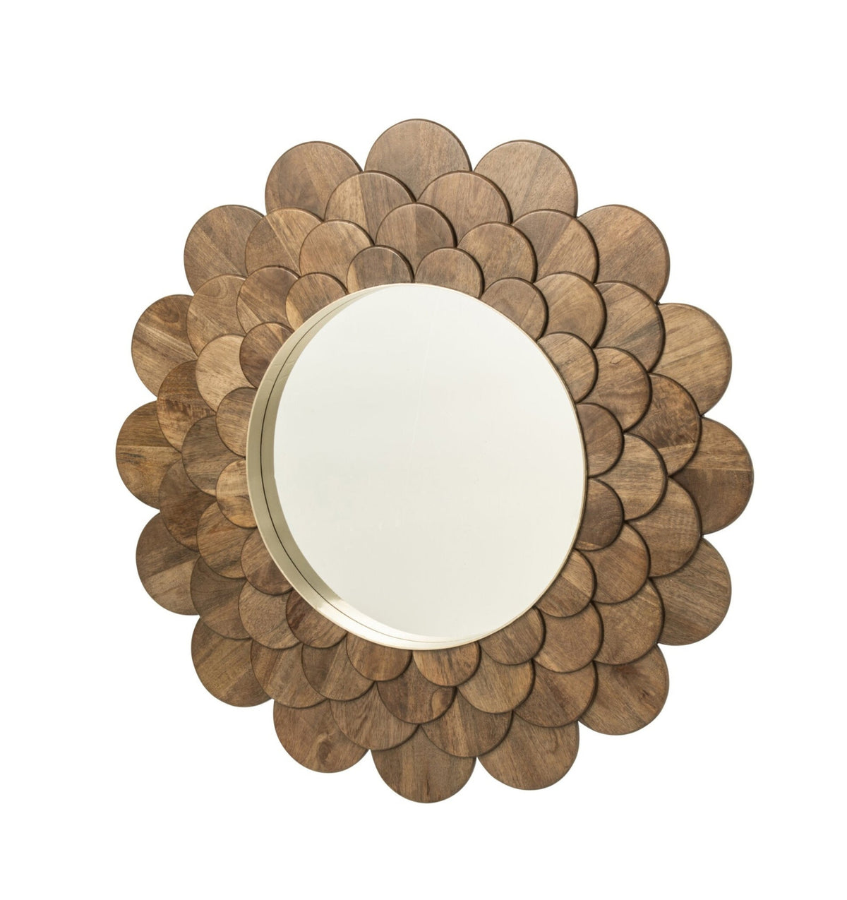 Espejo de pared Flores Madera de mango Marrón oscuro J-Line