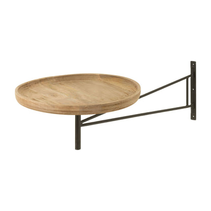 Mesa de pared redonda de madera de mango torneada/metal natural J-Line
