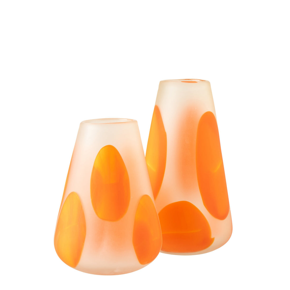 Portavelas de cristal con lunares naranja oscuro/transparente, grande, J-Line