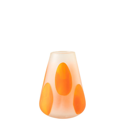 Portavelas de cristal con puntos naranja oscuro/transparente pequeño J-Line