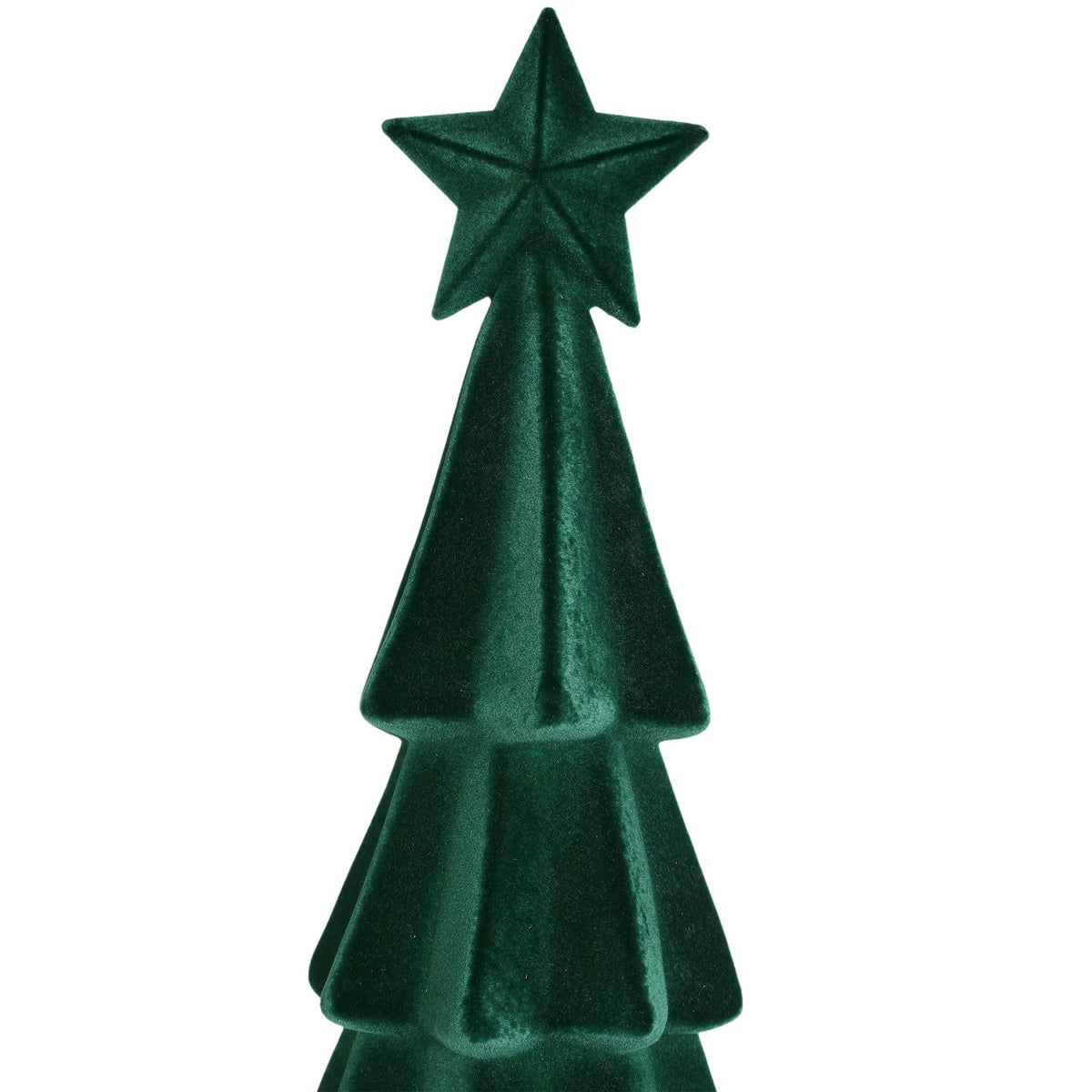 Yule Kerstboom Gelaagd Donkergroen Small van PTMD, close up van de ster in de top van de boom
