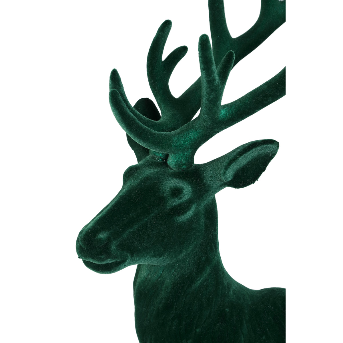 Yule Rendier Beeld Donkergroen van PTMD, close up van de kop en het gewei van het rendier