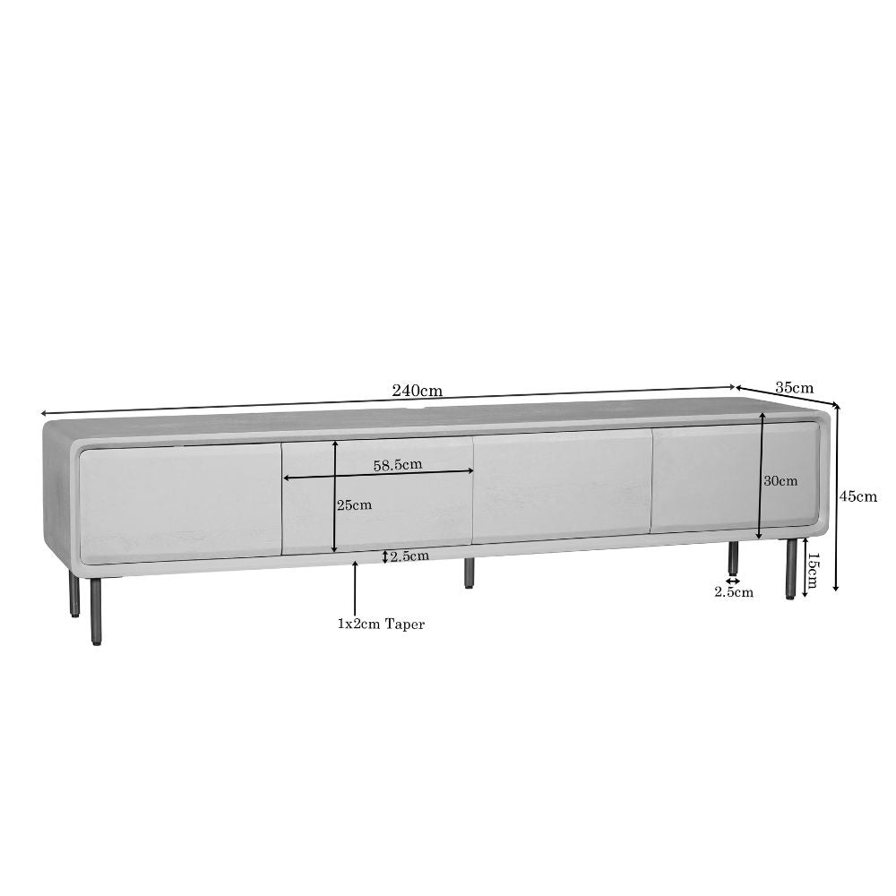 Maatschets van zwevend tv-meubel Allure van Starfurn, 240 cm breed