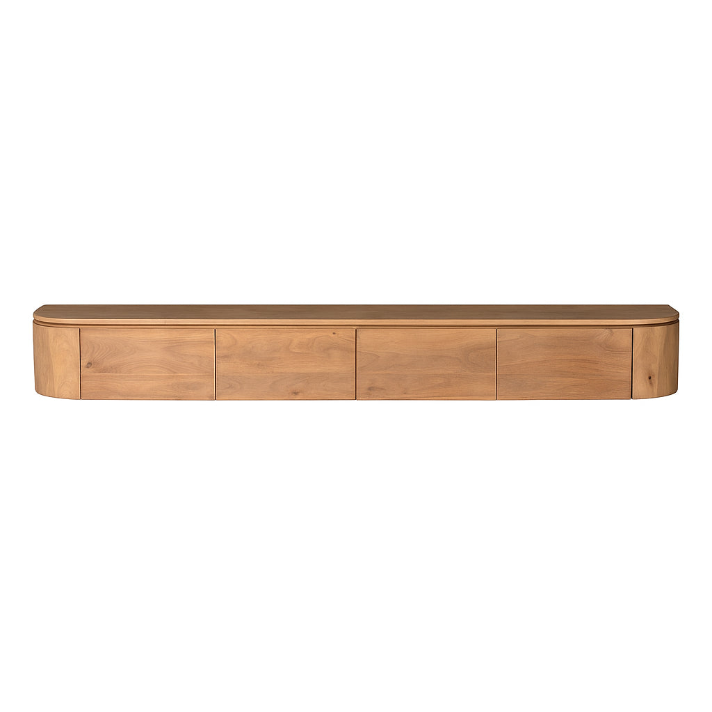 Excellent tv-meubel in naturel zonder poten, klaar voor wandmontage